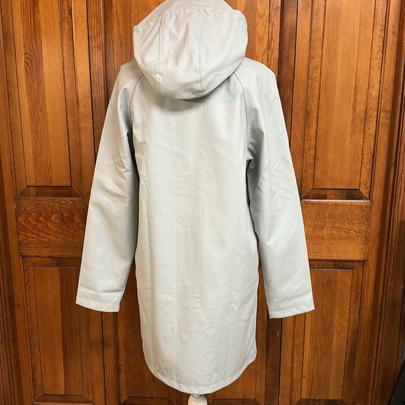 Fahsyee Light Grey Hooded Polyurethane Rain Coat Lined Waterproof Small - Picture 5 of 11